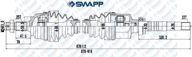 MGA-73186 Aks Sag - (Peugeot   206 (2a/C) 1.6i 16v 1998-2006)